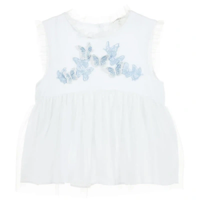 Charabia Kids' Girls Tulle Viscose Top In White