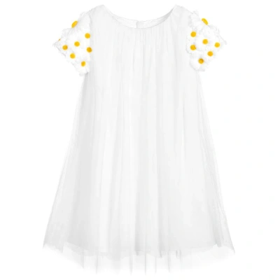 Charabia Babies' Girls White Tulle Daisy Dress