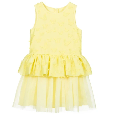 Charabia Kids' Girls Yellow Organza & Tulle Dress