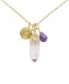 Charged Crystal Quartz Charm Necklace With Amethyst In Amethyst