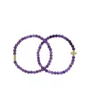 Charged Amethyst 4mm Beaded Bracelet Set In Amethyst