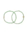 Charged Aventurine 4mm Beaded Bracelet Set In Aventurine