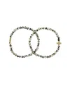 Charged Dalmatian Jasper 4mm Beaded Bracelet Set In Dalmatian Jasper