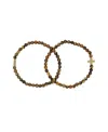 Charged Stone Beaded 2 Pieces Bracelet Set In Tiger's Eye