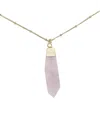 Charged Rose Quartz Pendant Necklace In Rose Quartz