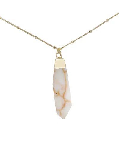 Charged Fossil Jasper Pendant Necklace In White Fossil Jasper