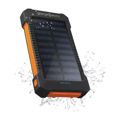 Chargeworx 10000mah Premium Solar Power Bank With Dual Usb Ports In Black