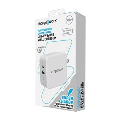 Chargeworx 100w Gan 1 Type-c 1 Qc3.0 Charger In White