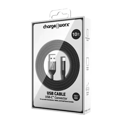 Chargeworx 10ft Usb C Cable Type C Connector In Black