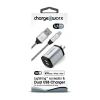 Chargeworx 3 Lightning Connector Dual Usb Charger In Silver