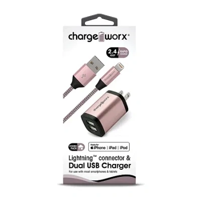 Chargeworx 3 Lightning Connector Dual Usb Charger In Yellow