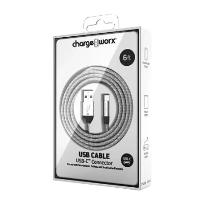 Chargeworx 6ft Usb C Cable Type C Connector In Silver