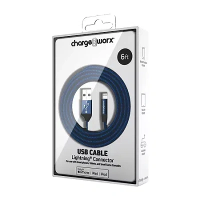 Chargeworx 6ft Usb Cable Lightning Connector In Blue