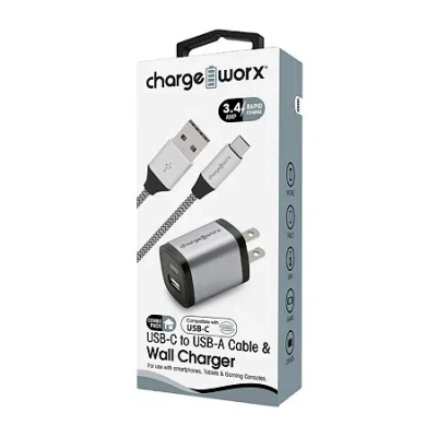Chargeworx A C Wall Charger 3ft Type C A To Cable In Silver