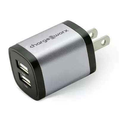 Chargeworx Dual Usb Wall Charger In Silver