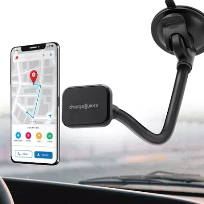 Chargeworx Magnetic Flexble-neck Windshield Cell Phone Car Mount In Black