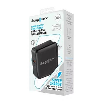 Chargeworx Usb-c Usb-a Wall Charger In Black