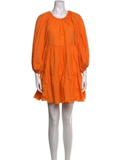 Pre-owned Charina Sarte Crew Neck Mini Dress In Orange