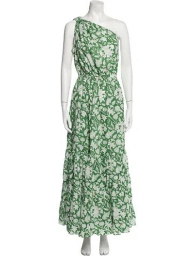 Pre-owned Charina Sarte Floral Print Long Dress In Green