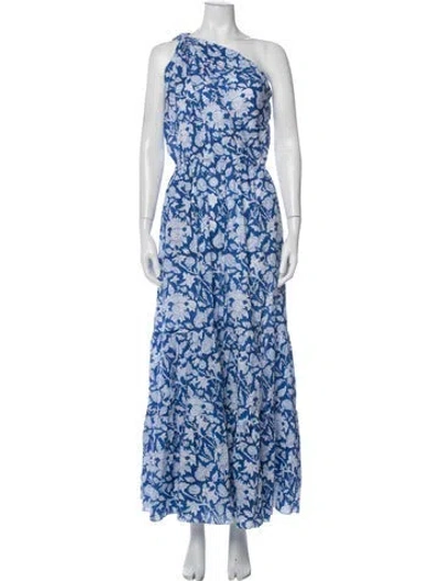 Pre-owned Charina Sarte Floral Print Long Dress W/ Tags In Blue