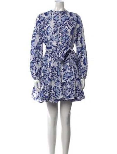 Pre-owned Charina Sarte Floral Print Mini Dress In Blue