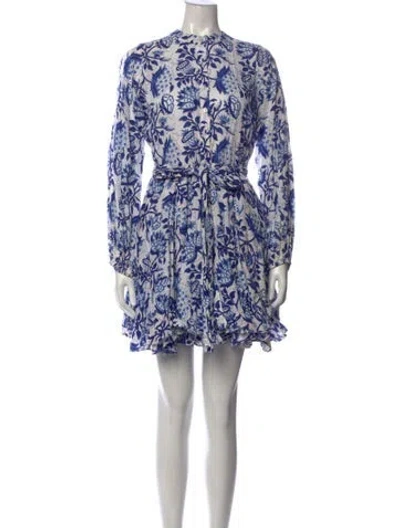 Pre-owned Charina Sarte Floral Print Mini Dress In Blue