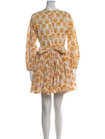Pre-owned Charina Sarte Floral Print Mini Dress In Orange