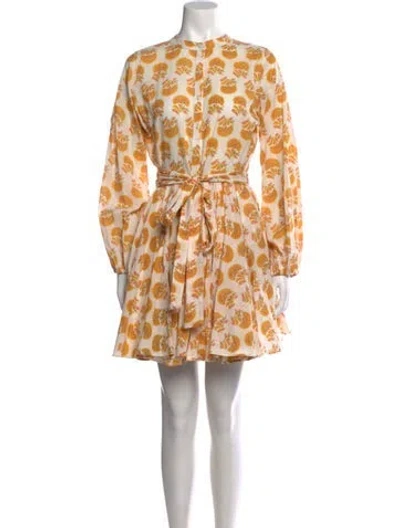 Pre-owned Charina Sarte Floral Print Mini Dress In Orange