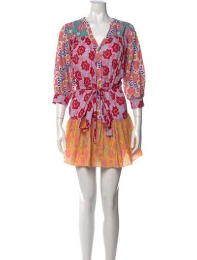 Pre-owned Charina Sarte Floral Print Mini Dress In Pink