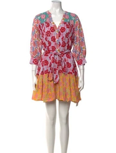 Pre-owned Charina Sarte Floral Print Mini Dress In Pink