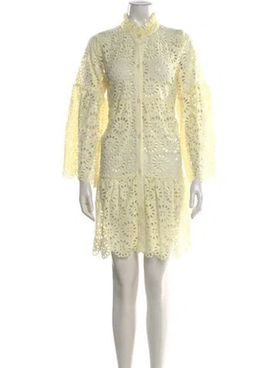 Pre-owned Charina Sarte Floral Print Mini Dress In Yellow