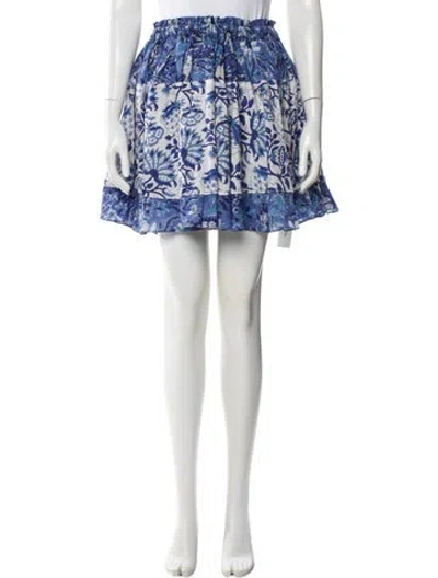 Pre-owned Charina Sarte Floral Print Mini Skirt In Blue