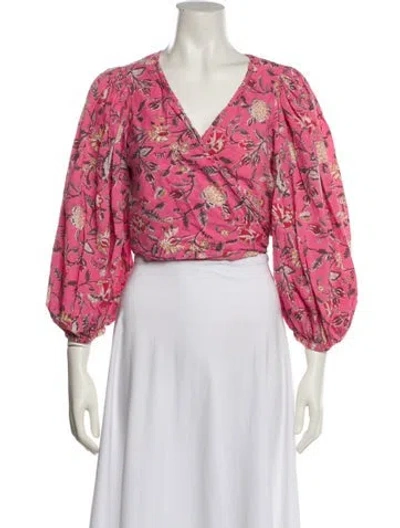 Pre-owned Charina Sarte Floral Print V-neck Crop Top In Multi