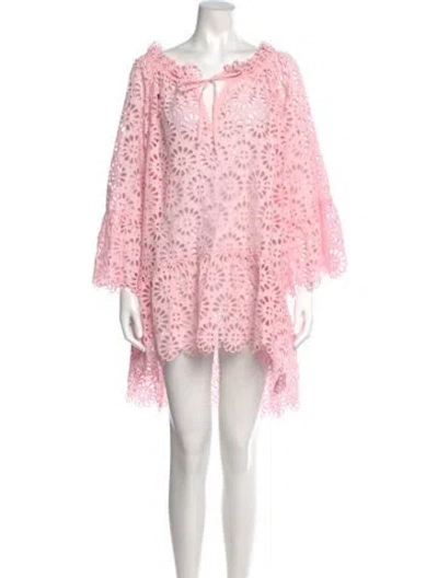 Pre-owned Charina Sarte Lace Pattern Knee-length Dress In Pink