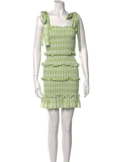 Pre-owned Charina Sarte Linen Mini Dress In Green