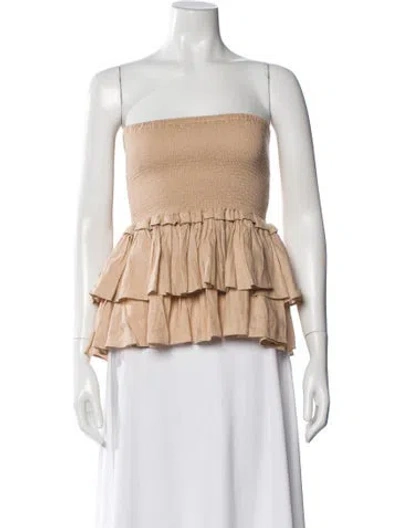 Pre-owned Charina Sarte Linen Strapless Top In Neutral