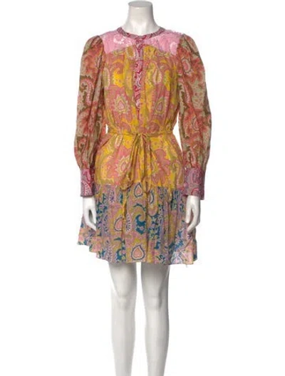 Pre-owned Charina Sarte Paisley Print Mini Dress W/ Tags In Pink