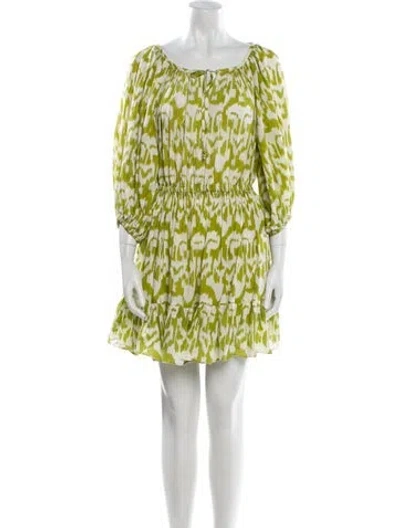 Pre-owned Charina Sarte Printed Mini Dress In Green