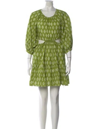 Pre-owned Charina Sarte Printed Mini Dress In Green