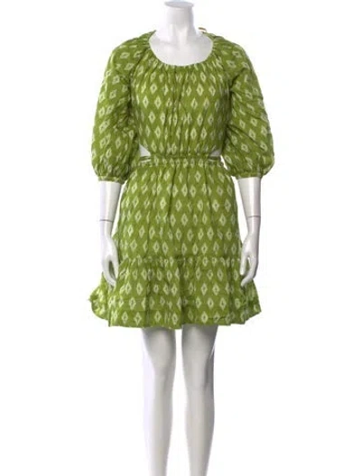 Pre-owned Charina Sarte Printed Mini Dress In Green