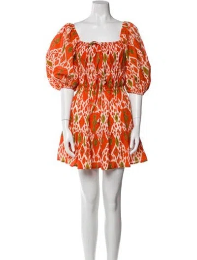 Pre-owned Charina Sarte Printed Mini Dress In Orange