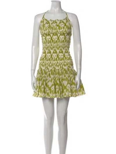 Pre-owned Charina Sarte Printed Mini Dress W/ Tags In Green