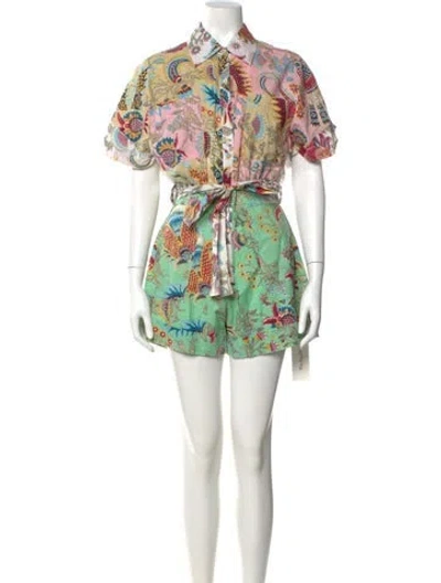 Pre-owned Charina Sarte Printed Romper W/ Tags In Neutral