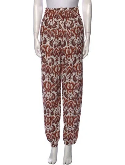 Pre-owned Charina Sarte Printed Skinny Leg Pants In Brown