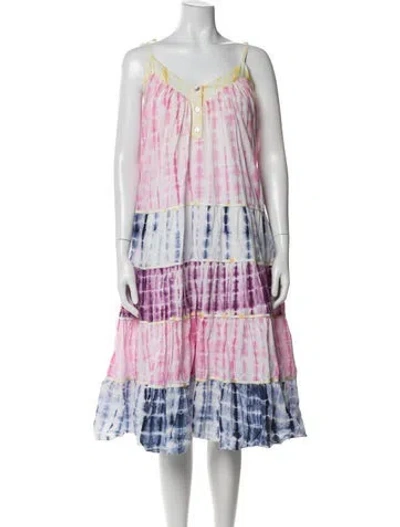 Pre-owned Charina Sarte Tie-dye Print Midi Length Dress In Pink