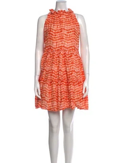 Pre-owned Charina Sarte Tie-dye Print Mini Dress In Orange/white