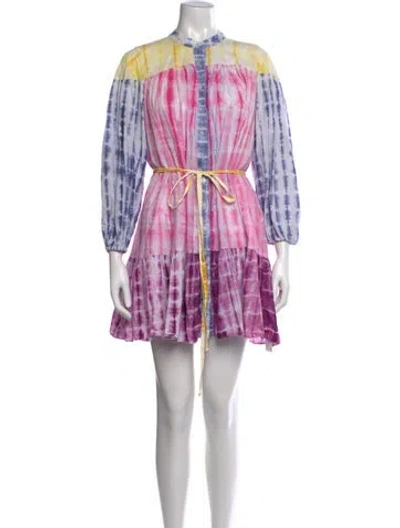 Pre-owned Charina Sarte Tie-dye Print Mini Dress In Purple