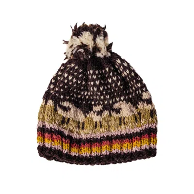 Charkha & Loom Women's Green / Black / Grey Sheepish Beanie In Multi