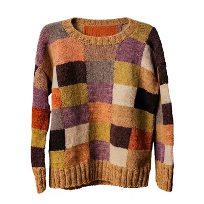 Charkha & Loom Women's Orange / Brown Monal Patchwork Pullover Multicolour