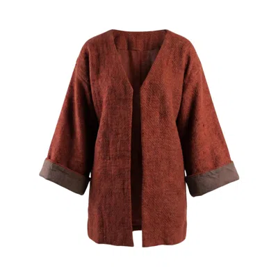 Charkha & Loom Women's Rosefinch Kimono In Red
